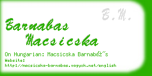 barnabas macsicska business card